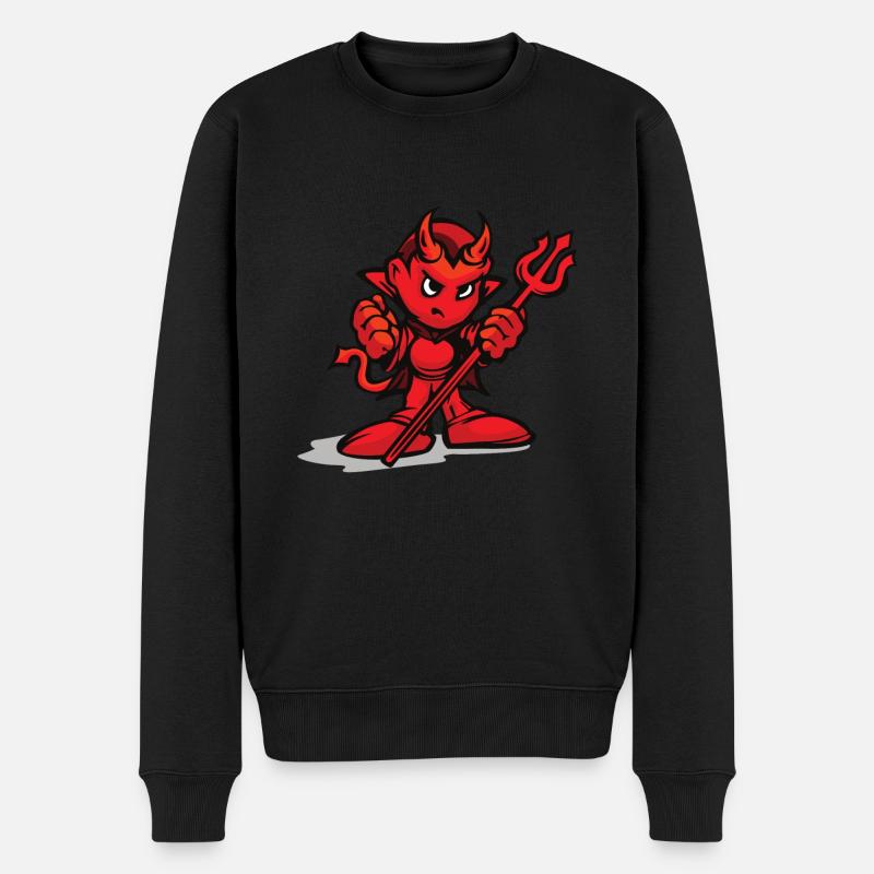 Der kleine rote Teufel - Männer Premium Bio Pullover - Schwarz