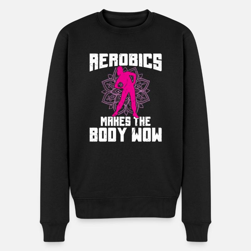 Retro Aerobic Sport Design - Männer Premium Bio Pullover - Schwarz