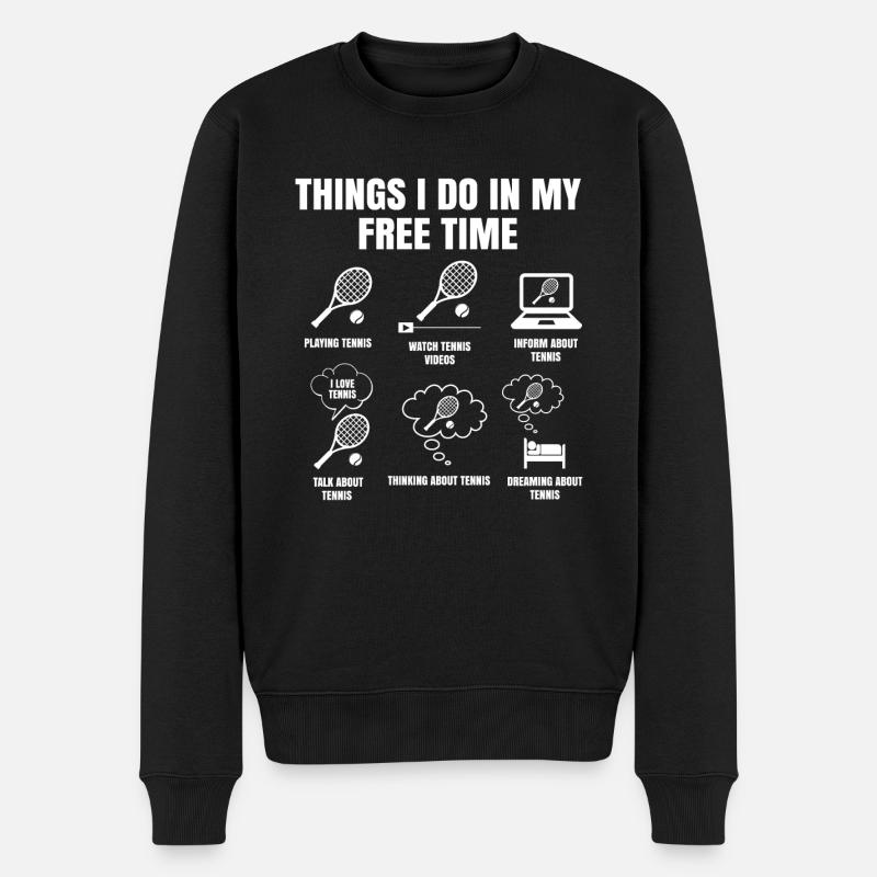 Dinge Die Ich In Meiner Freizeit Mache Tennis - Männer Premium Bio Pullover - Schwarz