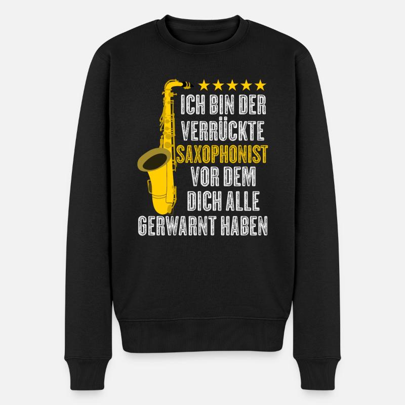 Saxophon Spruch lustig Saxophonist Witz - Männer Premium Bio Pullover - Schwarz
