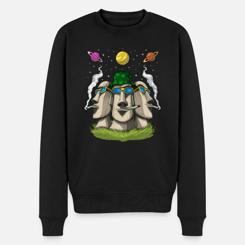 Statues hippies d’île de Pâques - Pull Premium bio Homme - noir