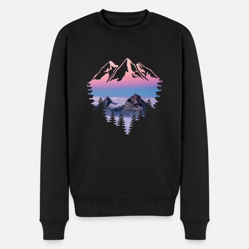 Berg Sonnenuntergang - Männer Premium Bio Pullover - Schwarz