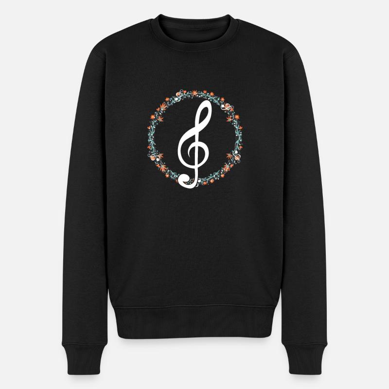 Clef Floral Chor Chor musikmusiker Sänger - Männer Premium Bio Pullover - Schwarz