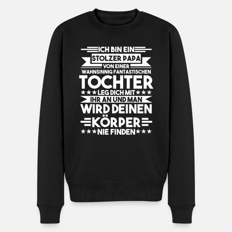 Papa Tochter Familie Geschenk - Männer Premium Bio Pullover - Schwarz