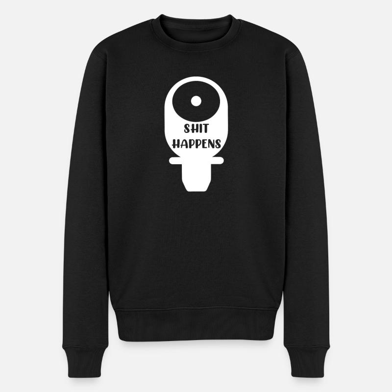 Sh*t Happens | Ostomie - Männer Premium Bio Pullover - Schwarz