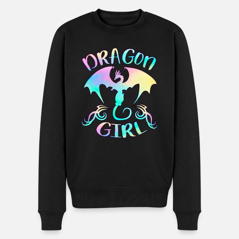 Dragon Girl - Männer Premium Bio Pullover - Schwarz