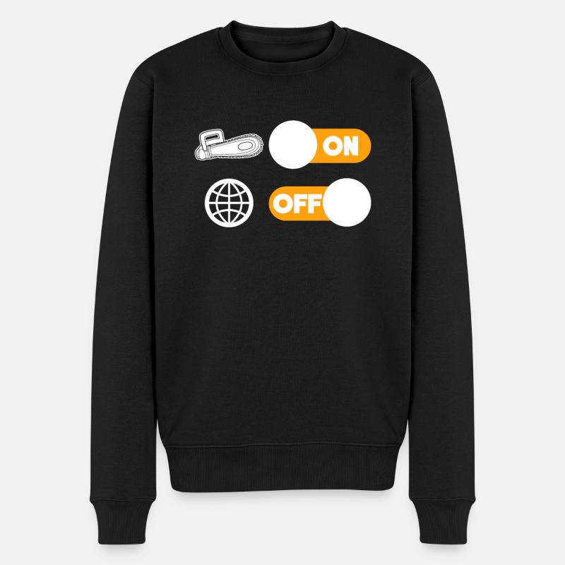Kettensägen Holzfäller Spruch Witz - Männer Premium Bio Pullover - Schwarz