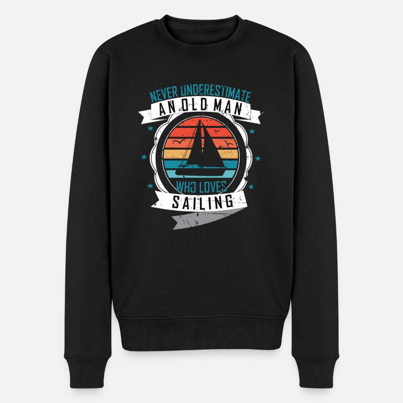 Unterschätze niemals einen alten Mann - Männer Premium Bio Pullover - Schwarz