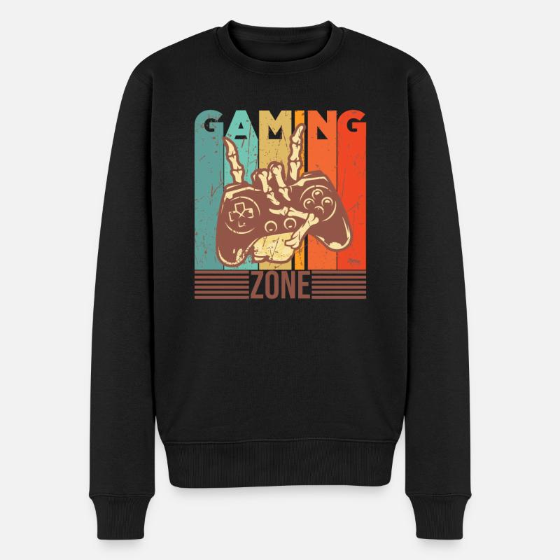 Lustiger Spruch Gaming Zone - Männer Premium Bio Pullover - Schwarz