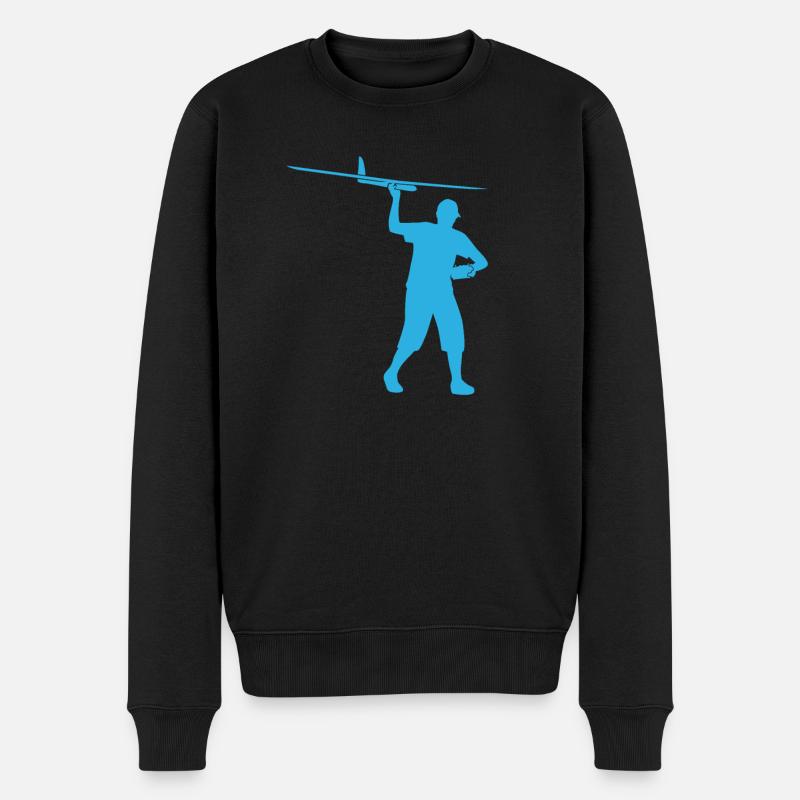 Modellflug Modellbauer Flugzeug Segler Geschenk - Männer Premium Bio Pullover - Schwarz