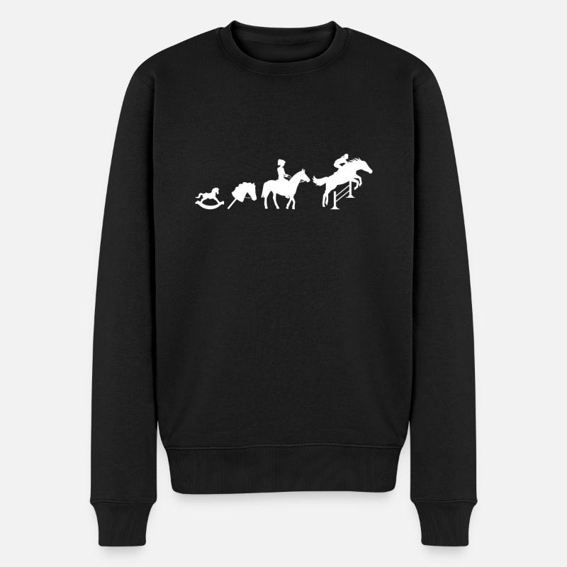 Evolution Springreiter Reiten - Männer Premium Bio Pullover - Schwarz