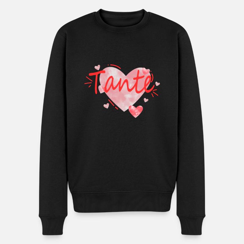 Tante Herz - Männer Premium Bio Pullover - Schwarz