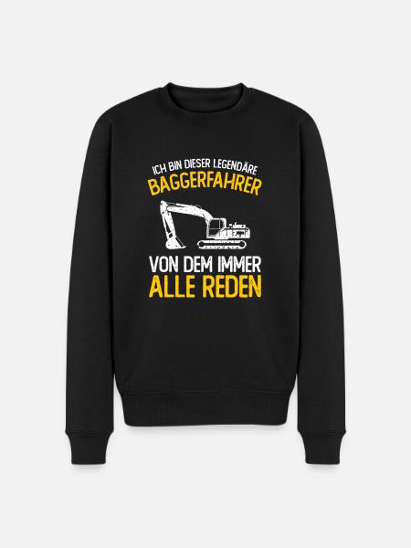 Baggerfahrer Geschenk Lustiger Spruch Bagger - Männer Premium Bio Pullover - Schwarz