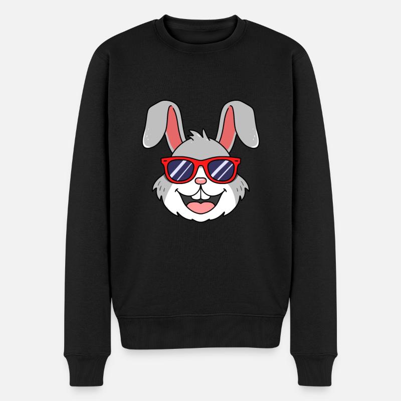 Cooler Hase mit Sonnenbrille - Männer Premium Bio Pullover - Schwarz