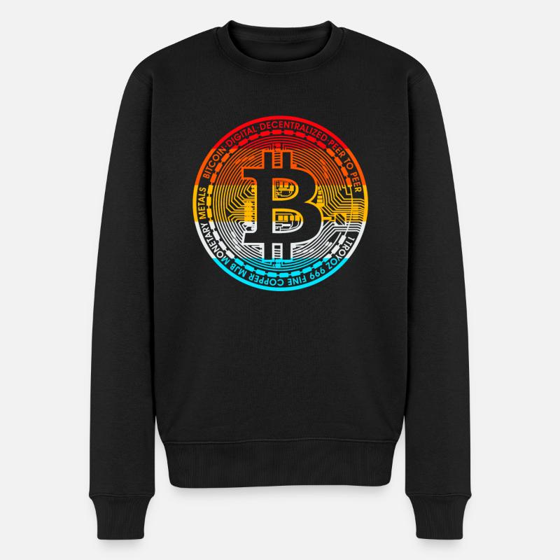 Bitcoin retro - Bitcoin Blockchain - Männer Premium Bio Pullover - Schwarz