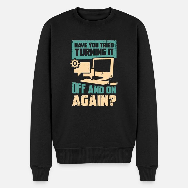 Lustiges Computer IT-Support Mitarbeiter Geschenk - Männer Premium Bio Pullover - Schwarz