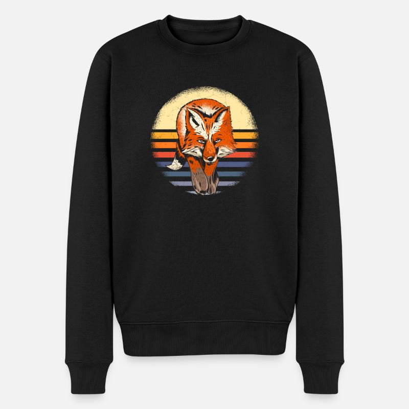 Fuchs Waldtier Geschenk Retro - Männer Premium Bio Pullover - Schwarz