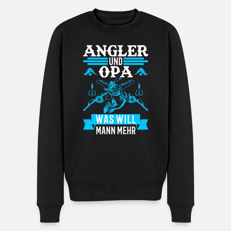 Angler Opa Fischer Angler Geschenk - Männer Premium Bio Pullover - Schwarz