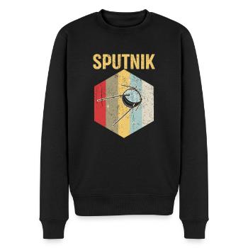 Sputnik Weltraum Design - Männer Premium Bio Pullover - Schwarz - Vorne - Nico (187cm)