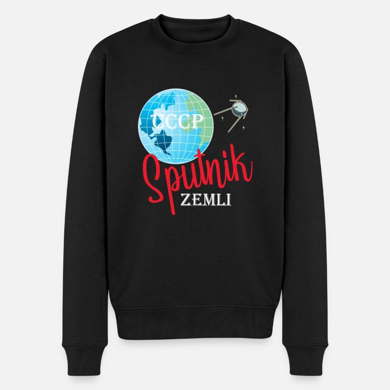 Sputnik Weltraum Design - Männer Premium Bio Pullover - Schwarz