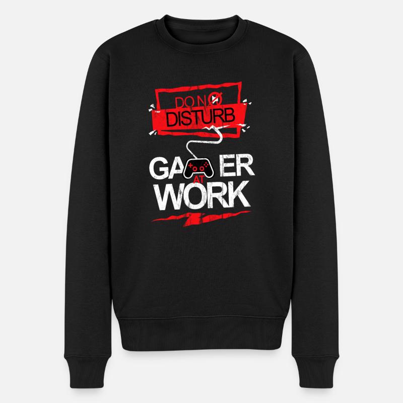 Gamer at work Games Zocker Geschenk - Männer Premium Bio Pullover - Schwarz