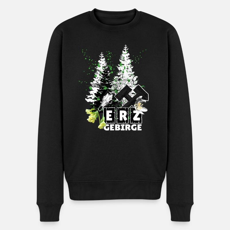 Erzgebirge Frühling mit Hammer und Schlägel, - Männer Premium Bio Pullover - Schwarz