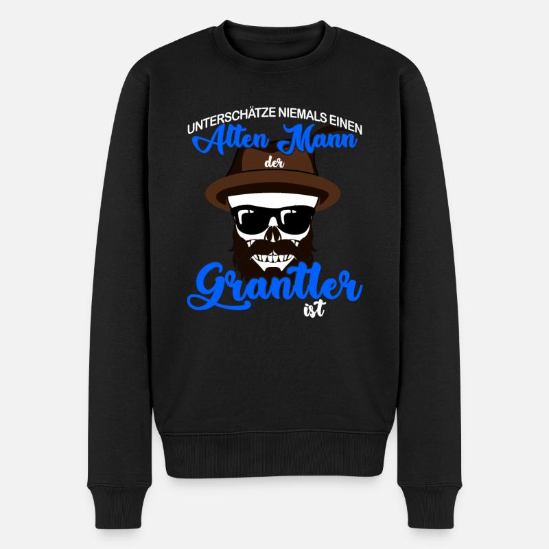 Grantler Spruch bayrisch - Alter Mann - Männer Premium Bio Pullover - Schwarz