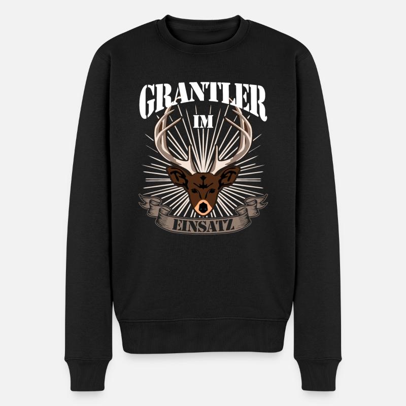 Grantler im Einsatz Spruch bayrisch - Männer Premium Bio Pullover - Schwarz