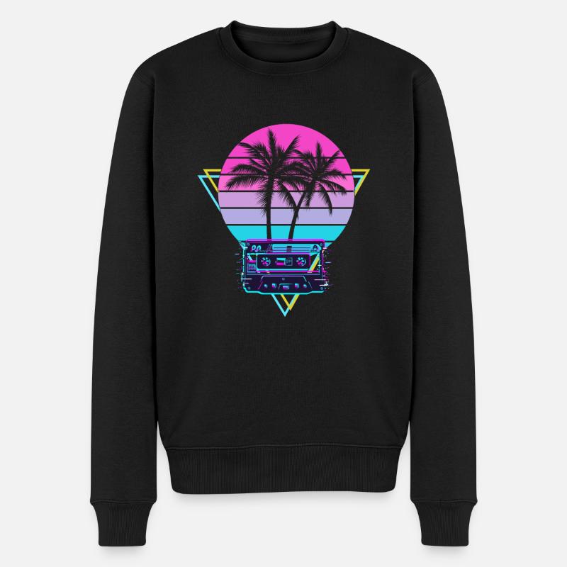 Vaporwave Aesthetic Wave - Pull Premium bio Homme - noir