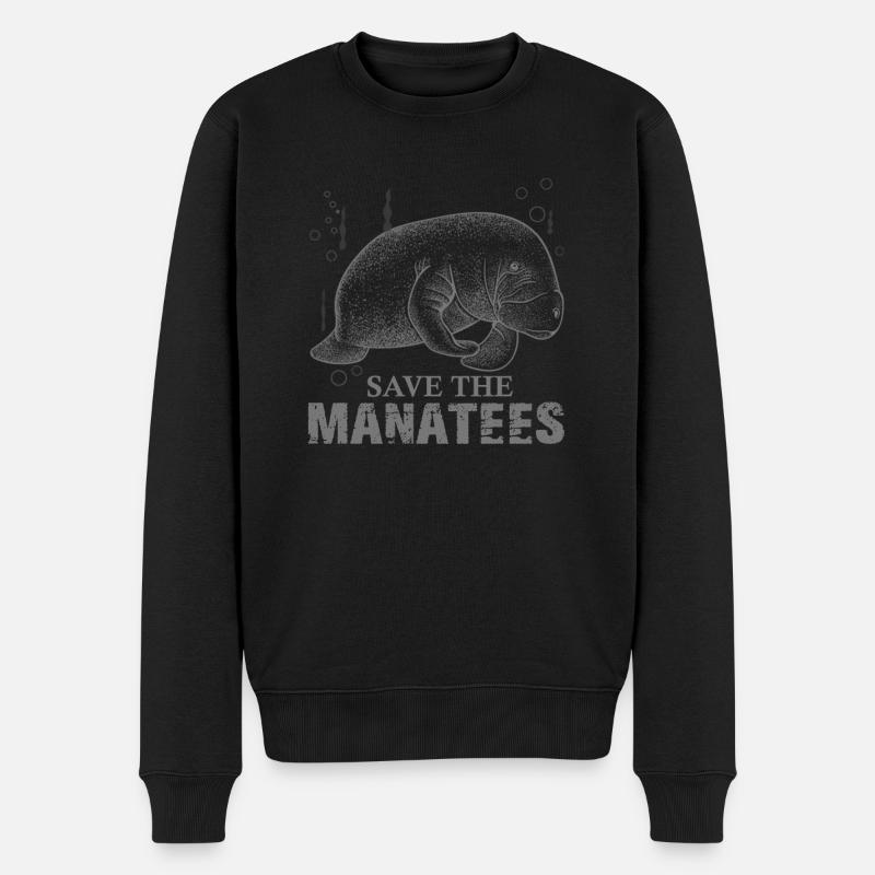 Seekuh, Seekuh Meer, Manati, - Männer Premium Bio Pullover - Schwarz