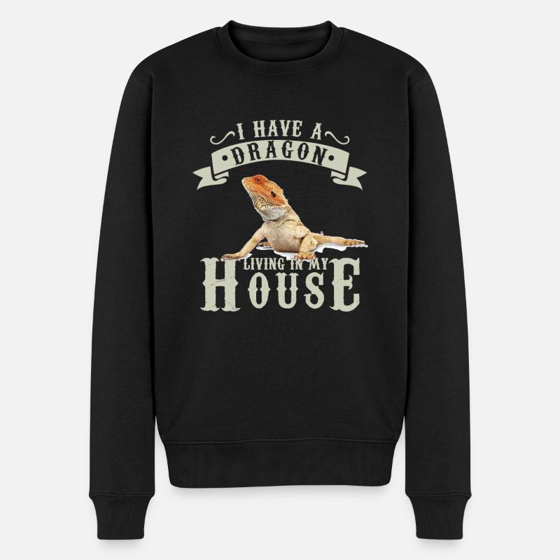 Reptilien Spruch I Have A Dragon Leguan Echse - Männer Premium Bio Pullover - Schwarz