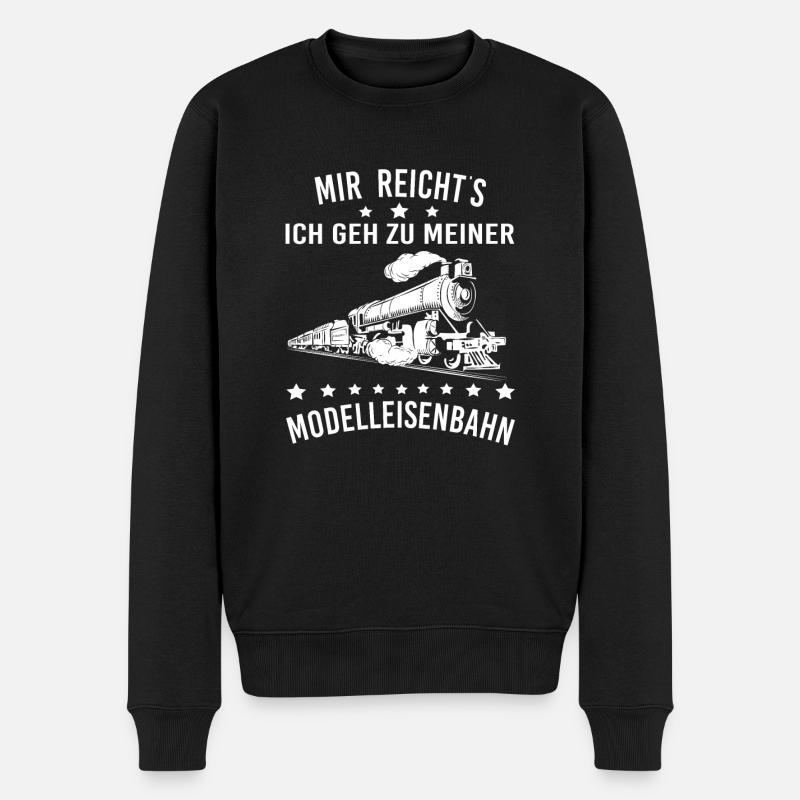 Mir reichts ich geh zu meiner Modelleisenbahn - Männer Premium Bio Pullover - Schwarz