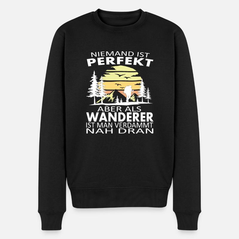 Wandern lustiger Spruch - Männer Premium Bio Pullover - Schwarz