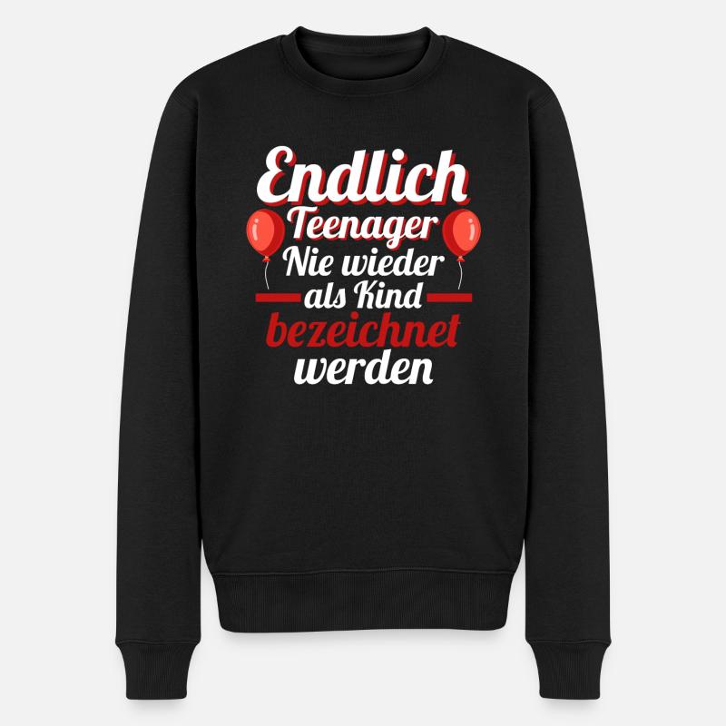 Endlich Teenager 13 Jahre 13.Geburtstag Geschenk - Männer Premium Bio Pullover - Schwarz