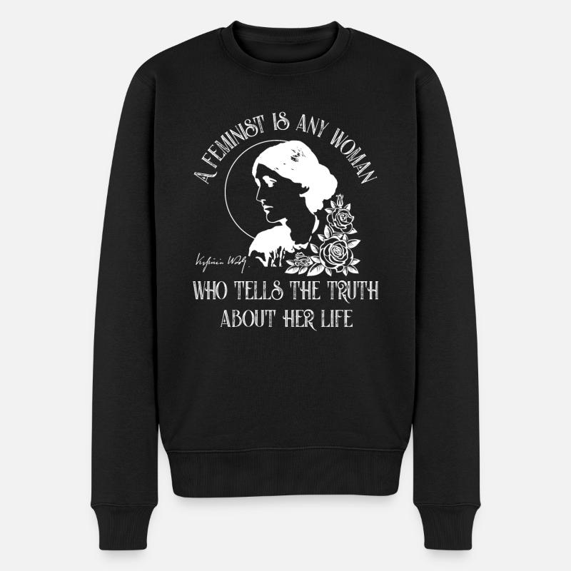 Une féministe | Virginia Woolf - Pull Premium bio Homme - noir