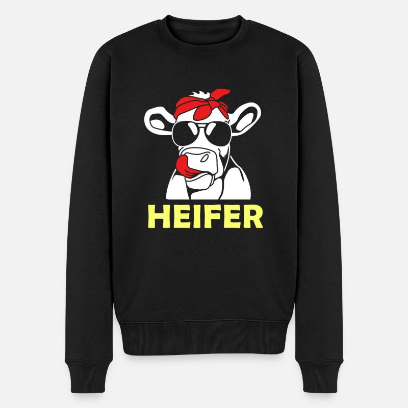 Kuh - Männer Premium Bio Pullover - Schwarz
