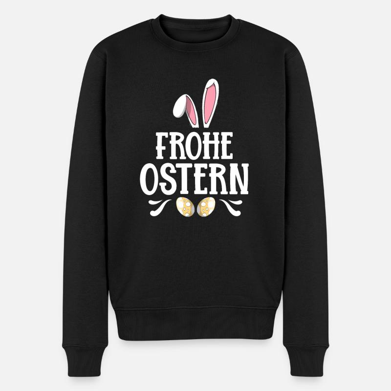 Frohe Ostern Osterhase Hase Osterfeuer Geschenk - Männer Premium Bio Pullover - Schwarz