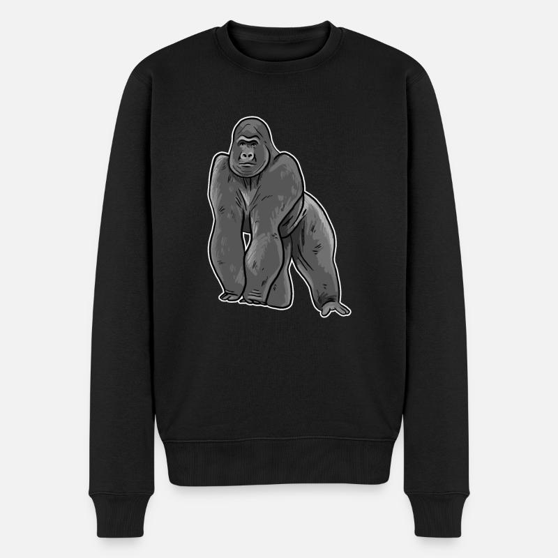 Gorilla Illustration - Männer Premium Bio Pullover - Schwarz