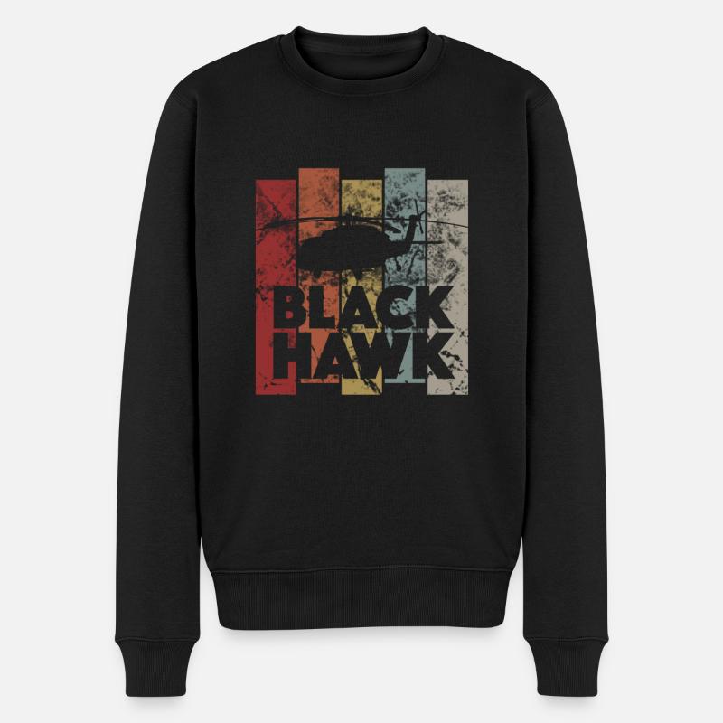 Vintage Hubschrauber Black Hawk Pilot - Retro - Männer Premium Bio Pullover - Schwarz