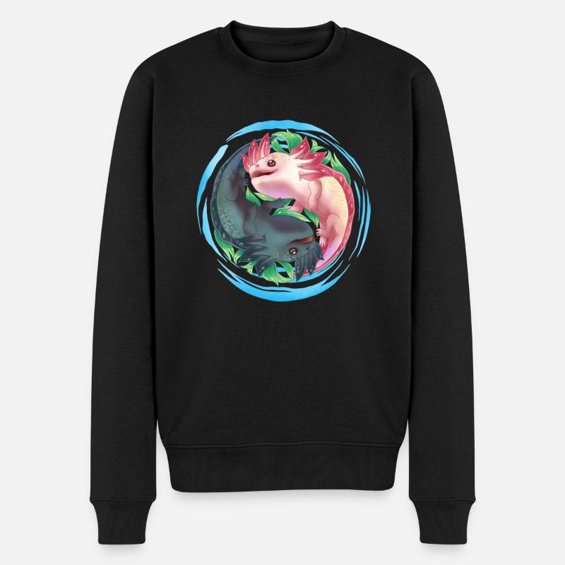 Axolotl Ying Yang - Männer Premium Bio Pullover - Schwarz