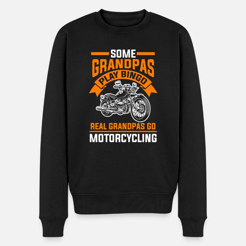 Motorrad Opa Biker - Männer Premium Bio Pullover - Schwarz