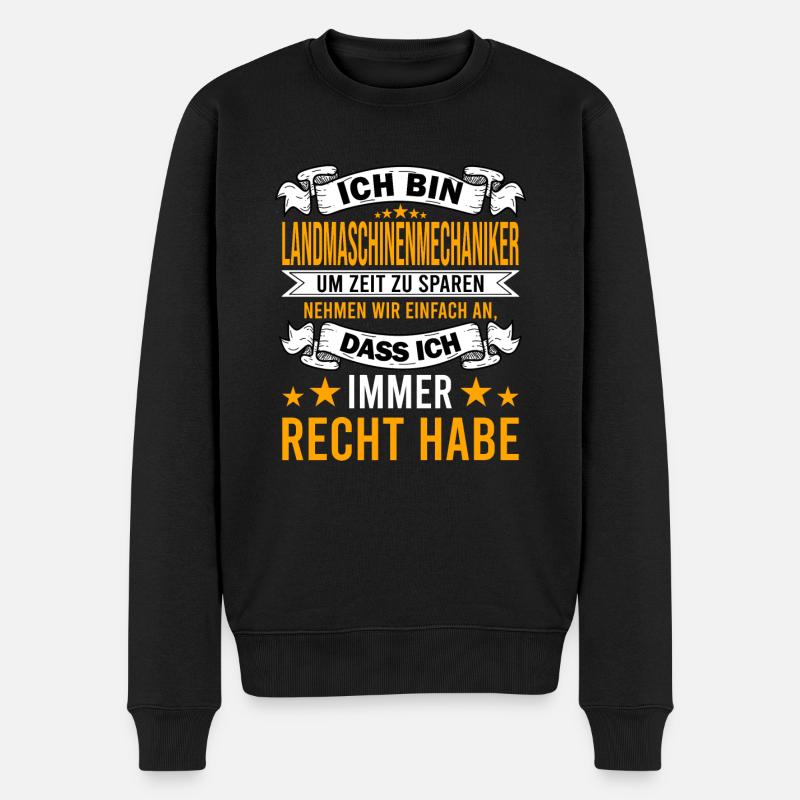 Landmaschinenmechaniker Mechaniker Beruf Spruch - Männer Premium Bio Pullover - Schwarz