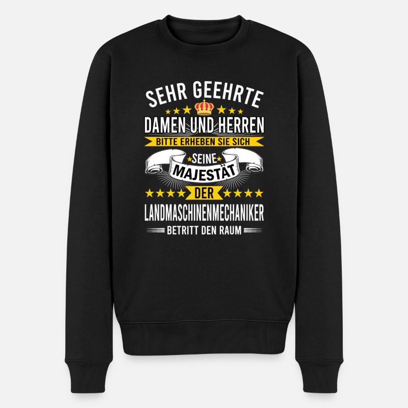 Landmaschinenmechaniker Traktor Spruch - Männer Premium Bio Pullover - Schwarz
