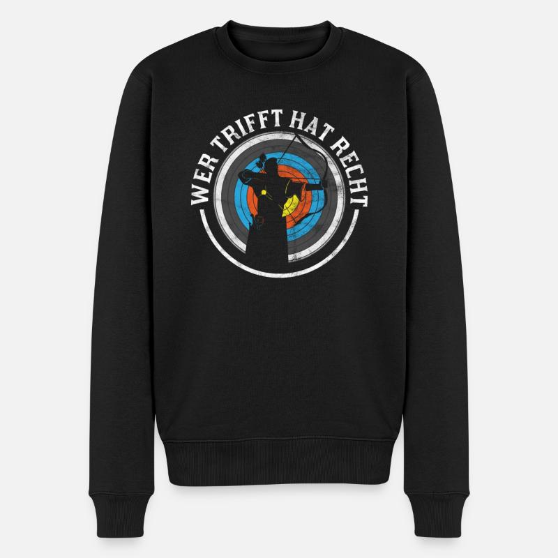 Bogenschiessen Bogenschütze Bogen Pfeil Langbogen - Männer Premium Bio Pullover - Schwarz