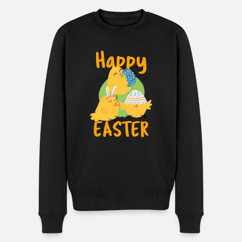 Frohe Ostern Happy Easter - Männer Premium Bio Pullover - Schwarz