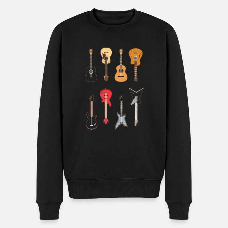 Gitarren Sammlung Gitarrist Musiker Geschenk - Männer Premium Bio Pullover - Schwarz