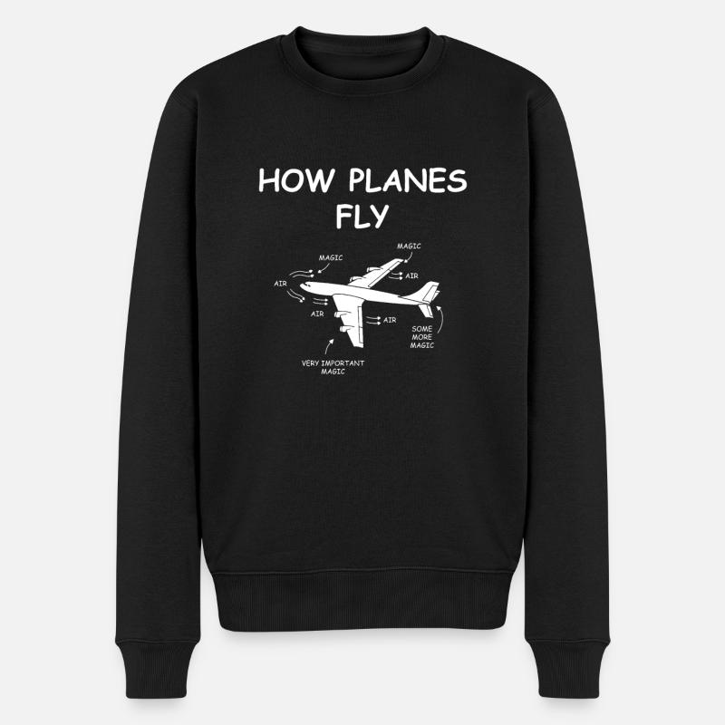 How Planes Fly Magic Magie Luft Flugzeug Auftrie - Männer Premium Bio Pullover - Schwarz