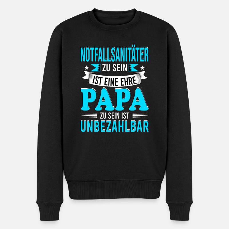 Notfallsanitäter Sanitäter Papa Krankenwagen - Männer Premium Bio Pullover - Schwarz