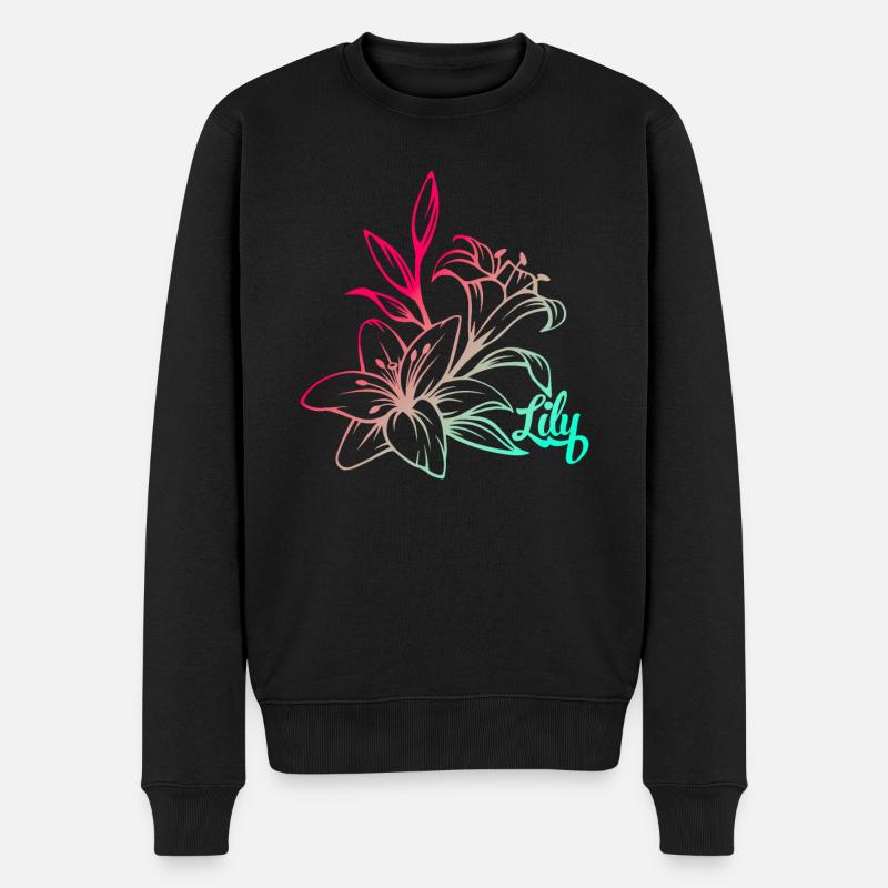 Lilie Blüte Pflanze - Männer Premium Bio Pullover - Schwarz