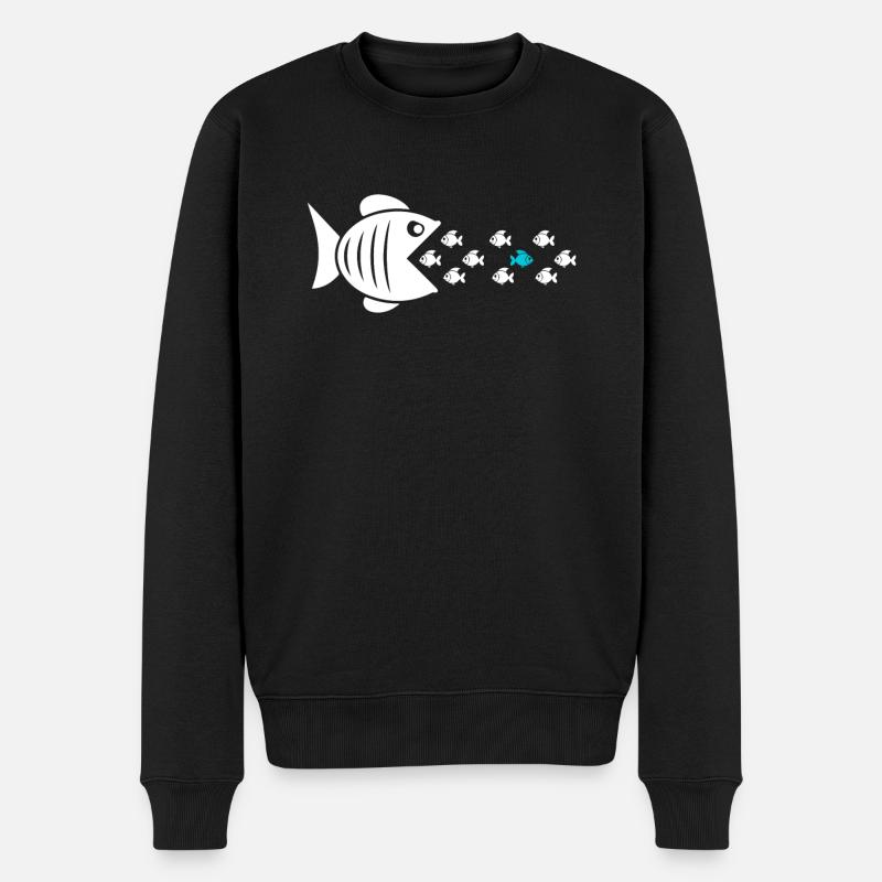 Gegen den Strom schwimmen - Männer Premium Bio Pullover - Schwarz